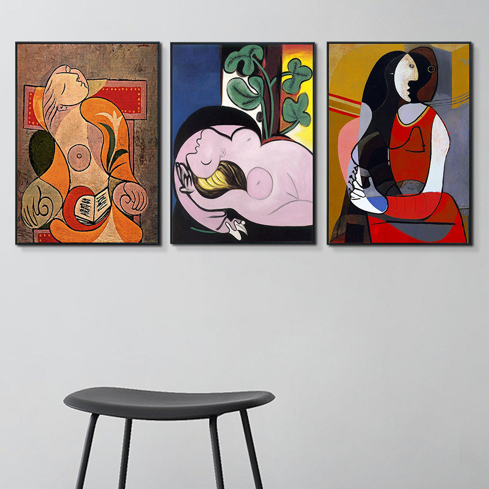 INVIN ART Framed Canvas Art Combo Painting 3 Pieces by Pablo Picasso Wall Art Series#20 Living Room Home Office Decorations
