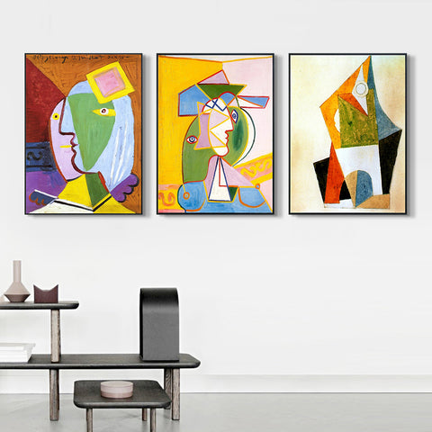 INVIN ART Framed Canvas Art Combo Painting 3 Pieces by Pablo Picasso Wall Art Series#24 Living Room Home Office Decorations