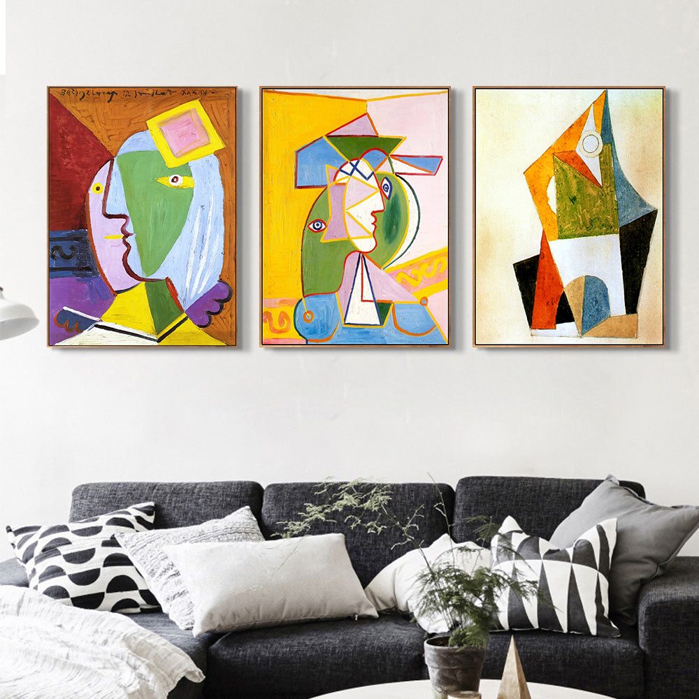INVIN ART Framed Canvas Art Combo Painting 3 Pieces by Pablo Picasso Wall Art Series#24