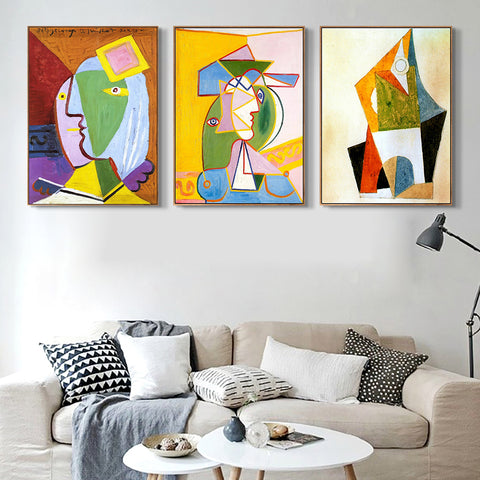 INVIN ART Framed Canvas Art Combo Painting 3 Pieces by Pablo Picasso Wall Art Series#24 Living Room Home Office Decorations