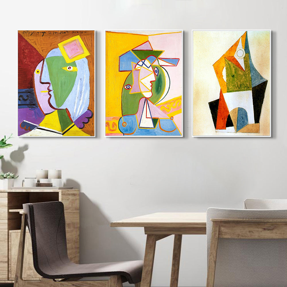 INVIN ART Framed Canvas Art Combo Painting 3 Pieces by Pablo Picasso Wall Art Series#24