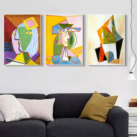 INVIN ART Framed Canvas Art Combo Painting 3 Pieces by Pablo Picasso Wall Art Series#24 Living Room Home Office Decorations