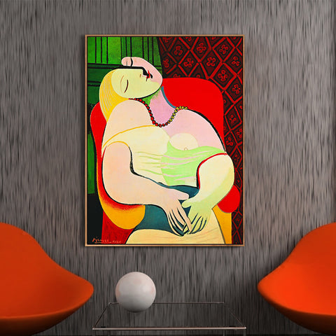 INVIN ART Framed Canvas Giclee Print Art Dream by Pablo Picasso Wall Art Living Room Home Office Decorations