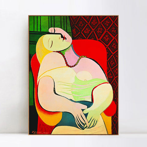 INVIN ART Framed Canvas Giclee Print Art Dream by Pablo Picasso Wall Art Living Room Home Office Decorations