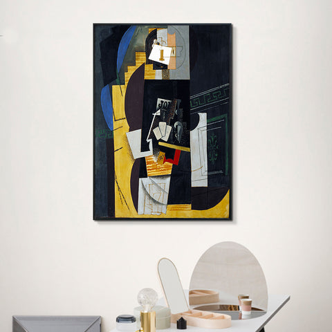 INVIN ART Framed Canvas Giclee Print Art Card Player by Pablo Picasso Wall Art Living Room Home Office Decorations