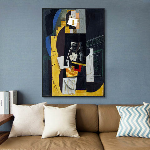 INVIN ART Framed Canvas Giclee Print Art Card Player by Pablo Picasso Wall Art Living Room Home Office Decorations