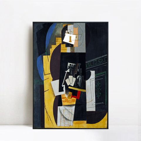 INVIN ART Framed Canvas Giclee Print Art Card Player by Pablo Picasso Wall Art Living Room Home Office Decorations