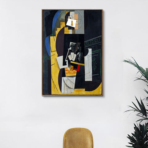 INVIN ART Framed Canvas Giclee Print Art Card Player by Pablo Picasso Wall Art Living Room Home Office Decorations