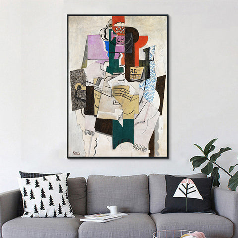 INVIN ART Framed Canvas Giclee Print Art Fruit Dish,Bottle and Violin by Pablo Picasso Wall Art Living Room Home Office Decorations