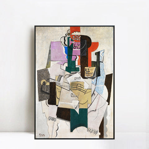 INVIN ART Framed Canvas Giclee Print Art Fruit Dish,Bottle and Violin by Pablo Picasso Wall Art Living Room Home Office Decorations