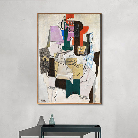 INVIN ART Framed Canvas Giclee Print Art Fruit Dish,Bottle and Violin by Pablo Picasso Wall Art Living Room Home Office Decorations