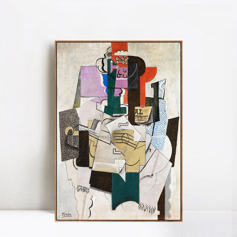 INVIN ART Framed Canvas Giclee Print Art Fruit Dish,Bottle and Violin by Pablo Picasso Wall Art Living Room Home Office Decorations