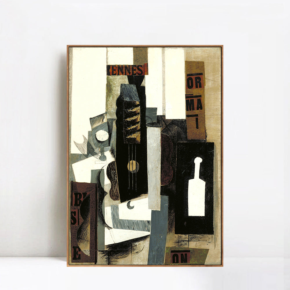 INVIN ART Framed Canvas Giclee Print Art Glass,Guitar and Bottle by Pablo Picasso Wall Art Living Room Home Office Decorations