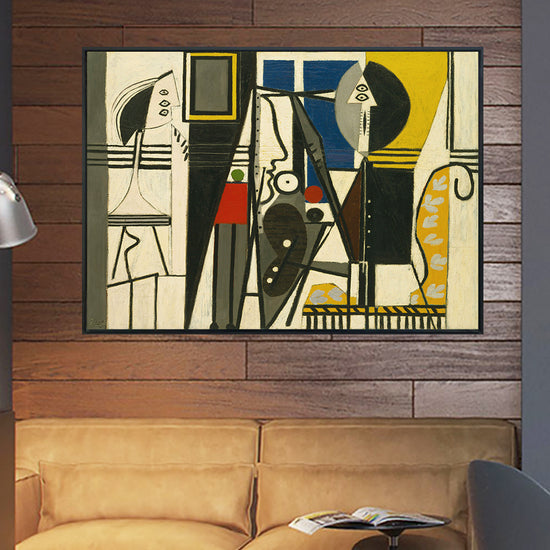 INVIN ART Framed Canvas Giclee Print Art Painter and Model by Pablo Picasso Wall Art