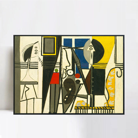 INVIN ART Framed Canvas Giclee Print Art Painter and Model by Pablo Picasso Wall Art Living Room Home Office Decorations