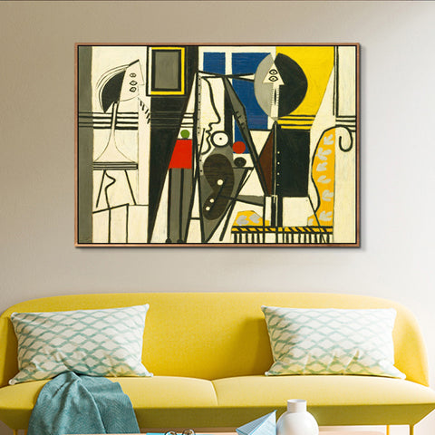 INVIN ART Framed Canvas Giclee Print Art Painter and Model by Pablo Picasso Wall Art Living Room Home Office Decorations