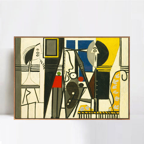 INVIN ART Framed Canvas Giclee Print Art Painter and Model by Pablo Picasso Wall Art Living Room Home Office Decorations