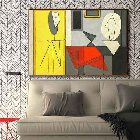 INVIN ART Framed Canvas Giclee Print Art The Studio by Pablo Picasso Wall Art Living Room Home Office Decorations