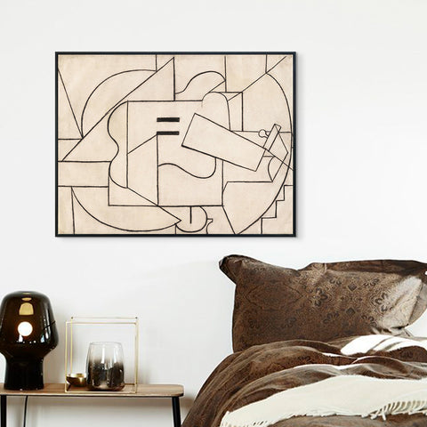 INVIN ART Framed Canvas Giclee Print Art The Guitar 1912 by Pablo Picasso Wall Art Living Room Home Office Decorations