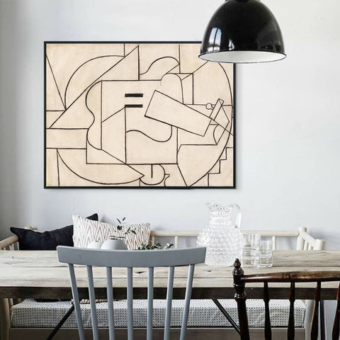 INVIN ART Framed Canvas Giclee Print Art The Guitar 1912 by Pablo Picasso Wall Art Living Room Home Office Decorations