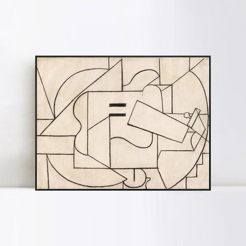 INVIN ART Framed Canvas Giclee Print Art The Guitar 1912 by Pablo Picasso Wall Art Living Room Home Office Decorations