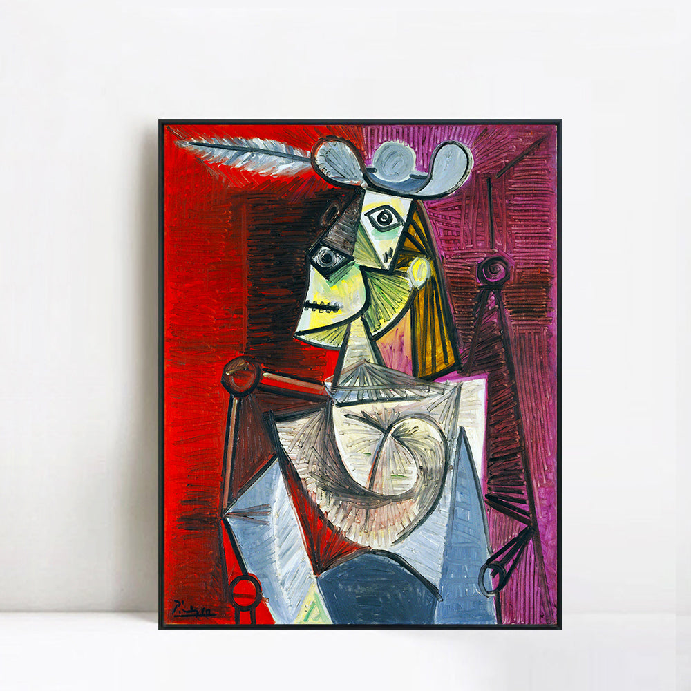 INVIN ART Framed Canvas Giclee Print Art Woman on the Armchair by Pablo Picasso Wall Art Living Room Home Office Decorations
