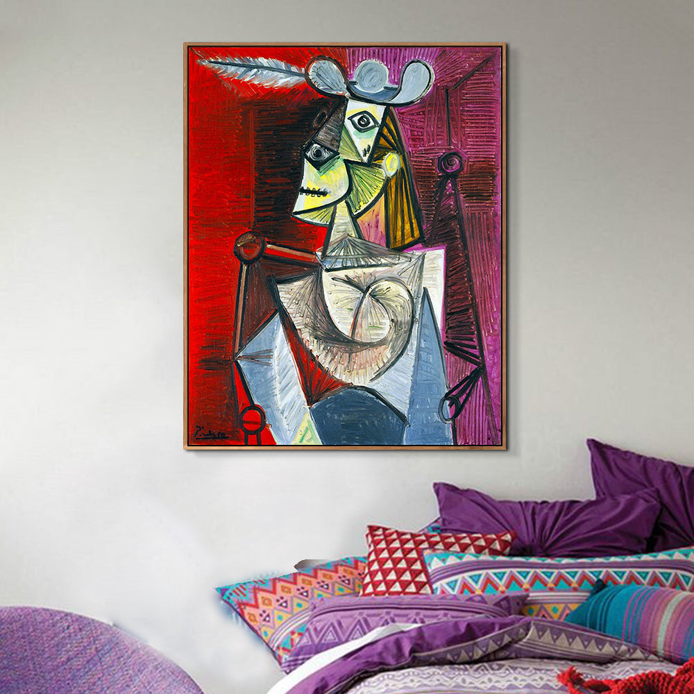 INVIN ART Framed Canvas Giclee Print Art Woman on the Armchair by Pablo Picasso Wall Art Living Room Home Office Decorations