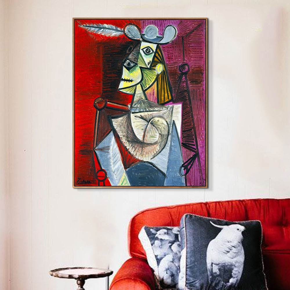 INVIN ART Framed Canvas Giclee Print Art Woman on the Armchair by Pablo Picasso Wall Art Living Room Home Office Decorations
