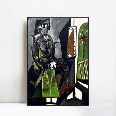 INVIN ART Framed Canvas Giclee Print Art Woman By A Window,1952 by Pablo Picasso Wall Art Living Room Home Office Decorations