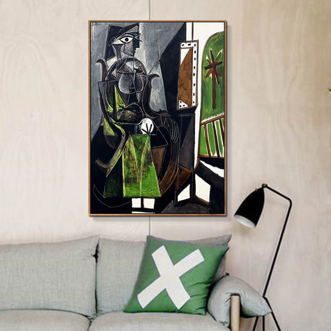 INVIN ART Framed Canvas Giclee Print Art Woman By A Window,1952 by Pablo Picasso Wall Art Living Room Home Office Decorations