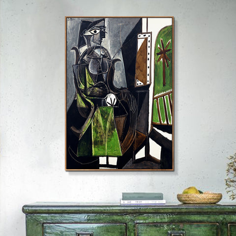 INVIN ART Framed Canvas Giclee Print Art Woman By A Window,1952 by Pablo Picasso Wall Art Living Room Home Office Decorations