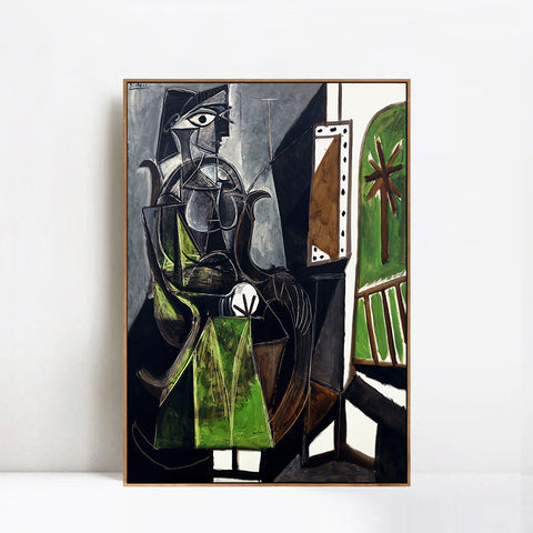 INVIN ART Framed Canvas Giclee Print Art Woman By A Window,1952 by Pablo Picasso Wall Art Living Room Home Office Decorations