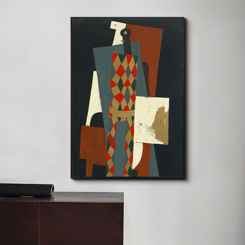 INVIN ART Framed Canvas Giclee Print Art Harlequin 1915 by Pablo Picasso Wall Art Living Room Home Office Decorations