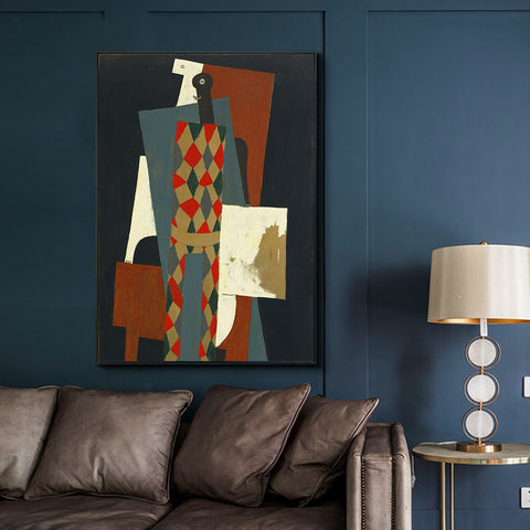 INVIN ART Framed Canvas Giclee Print Art Harlequin 1915 by Pablo Picasso Wall Art Living Room Home Office Decorations