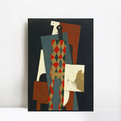 INVIN ART Framed Canvas Giclee Print Art Harlequin 1915 by Pablo Picasso Wall Art Living Room Home Office Decorations
