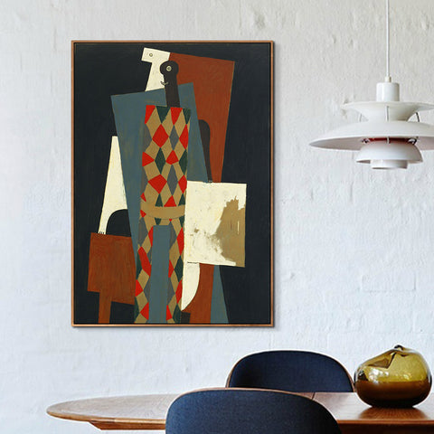 INVIN ART Framed Canvas Giclee Print Art Harlequin 1915 by Pablo Picasso Wall Art Living Room Home Office Decorations
