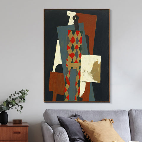 INVIN ART Framed Canvas Giclee Print Art Harlequin 1915 by Pablo Picasso Wall Art Living Room Home Office Decorations