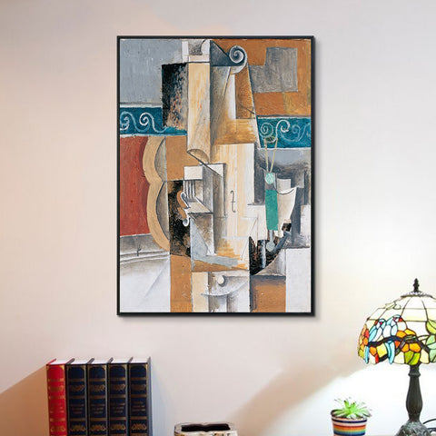 INVIN ART Framed Canvas Giclee Print Art Guitar and Violin by Pablo Picasso Wall Art Living Room Home Office Decorations
