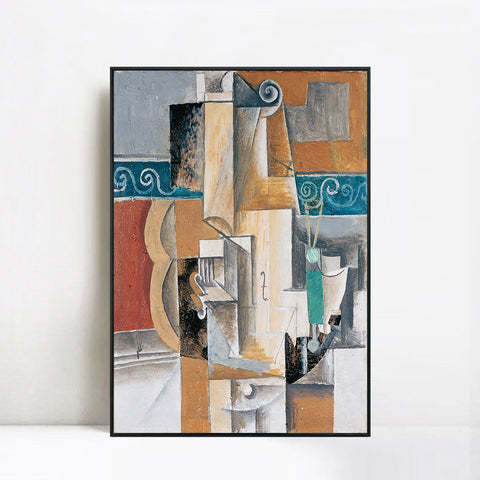 INVIN ART Framed Canvas Giclee Print Art Guitar and Violin by Pablo Picasso Wall Art Living Room Home Office Decorations