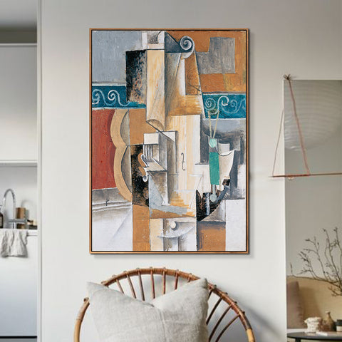 INVIN ART Framed Canvas Giclee Print Art Guitar and Violin by Pablo Picasso Wall Art Living Room Home Office Decorations