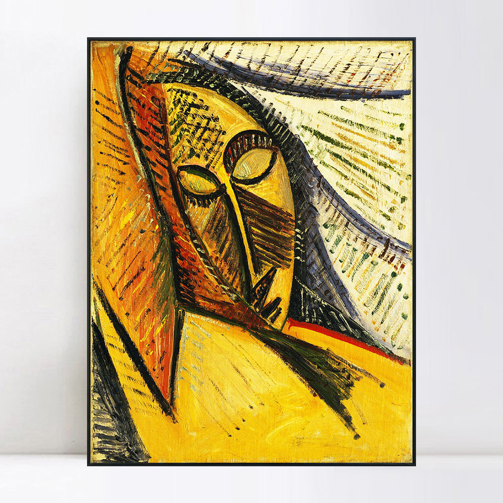 INVIN ART Framed Canvas Giclee Print Art Head of a Sleeping Woman by Pablo Picasso Wall Art Living Room Home Office Decorations