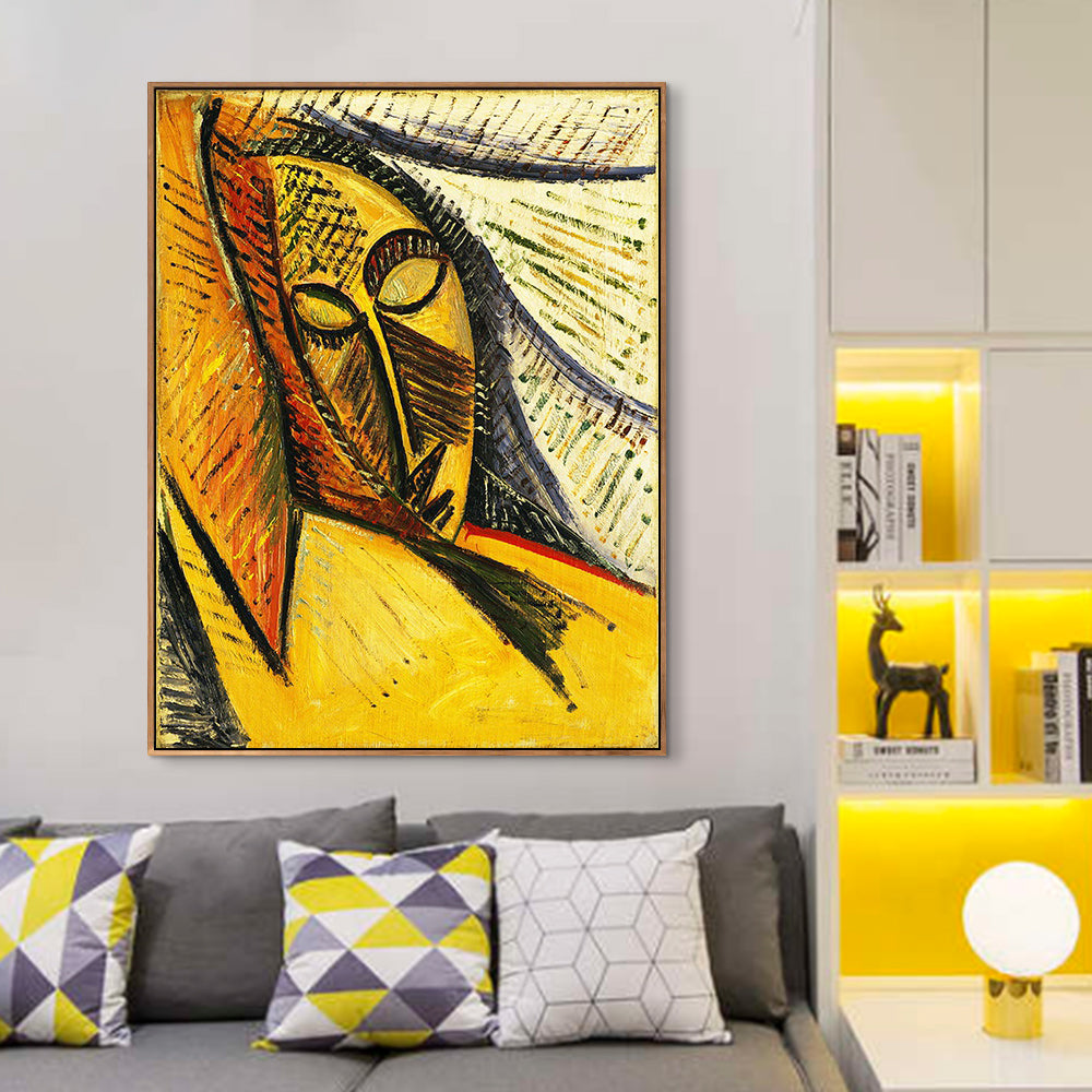 INVIN ART Framed Canvas Giclee Print Art Head of a Sleeping Woman by Pablo Picasso Wall Art Living Room Home Office Decorations