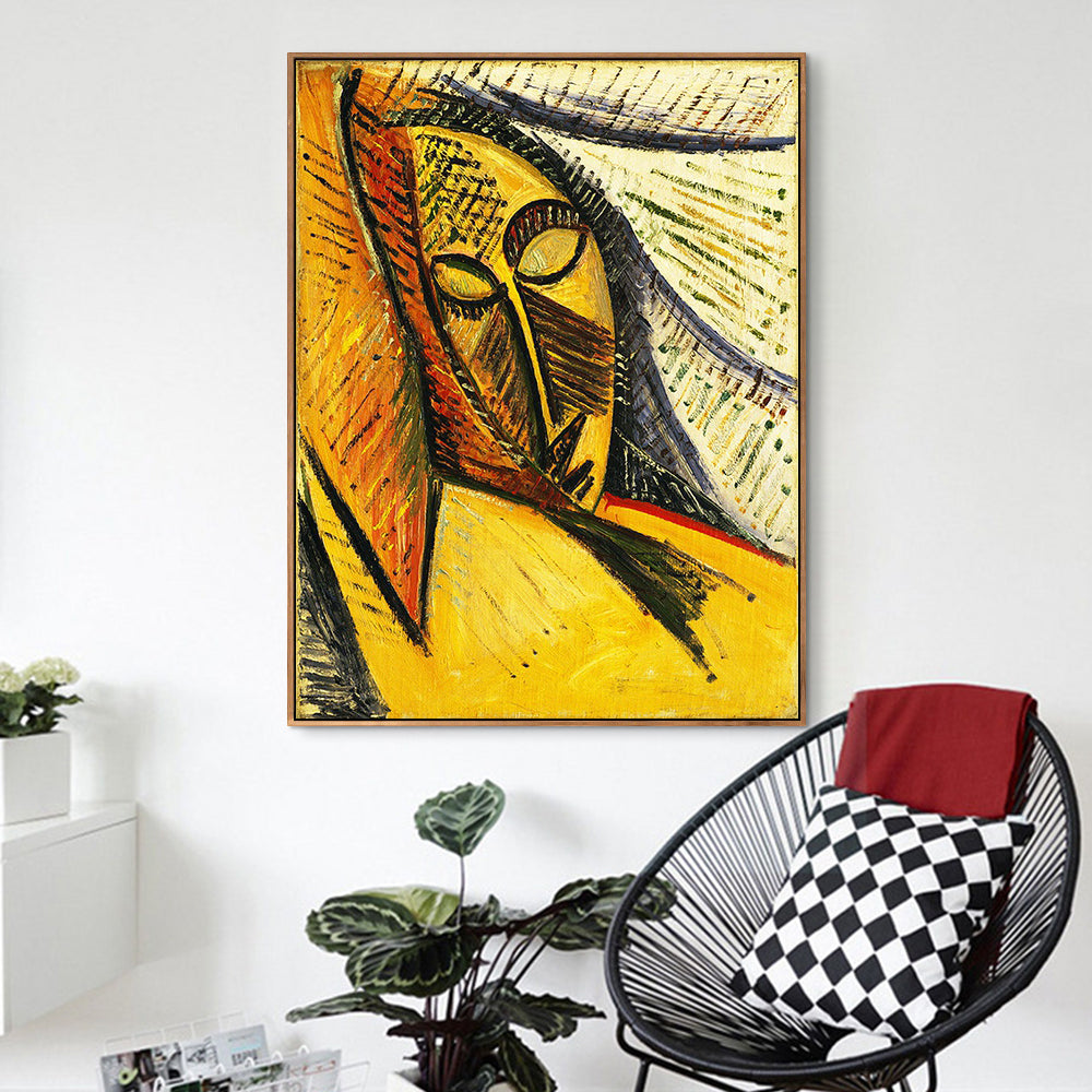 INVIN ART Framed Canvas Giclee Print Art Head of a Sleeping Woman by Pablo Picasso Wall Art Living Room Home Office Decorations