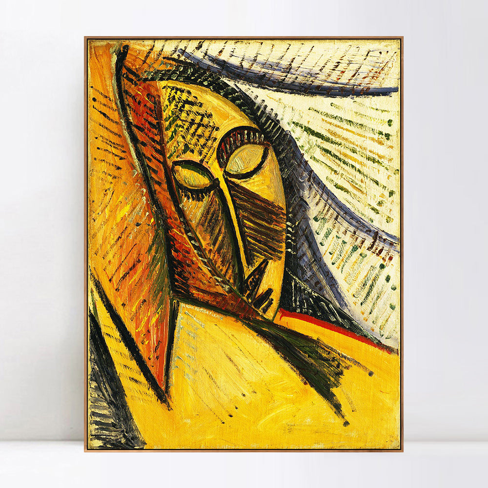 INVIN ART Framed Canvas Giclee Print Art Head of a Sleeping Woman by Pablo Picasso Wall Art Living Room Home Office Decorations