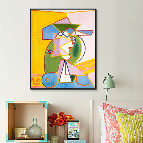 INVIN ART Framed Canvas Giclee Print Art Bust of Woman by Pablo Picasso Wall Art Living Room Home Office Decorations