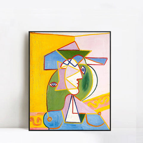 INVIN ART Framed Canvas Giclee Print Art Bust of Woman by Pablo Picasso Wall Art Living Room Home Office Decorations