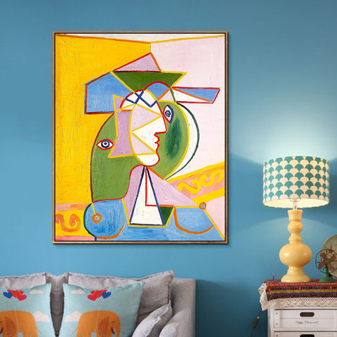 INVIN ART Framed Canvas Giclee Print Art Bust of Woman by Pablo Picasso Wall Art Living Room Home Office Decorations