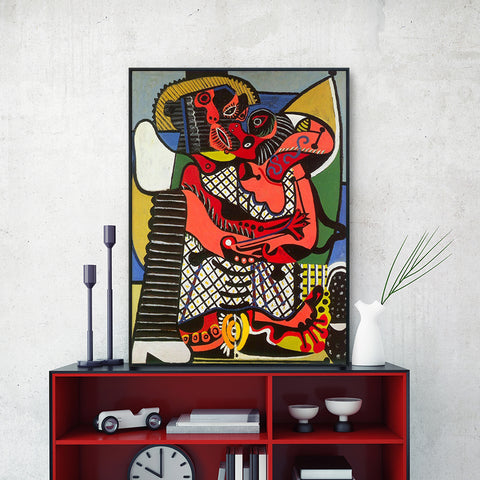 INVIN ART Framed Canvas Giclee Print Art Abstract Painting The Kiss by Pablo Picasso Wall Art Living Room Home Office Decorations