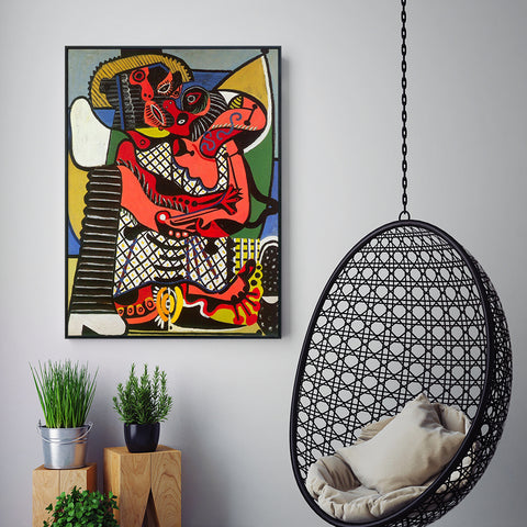 INVIN ART Framed Canvas Giclee Print Art Abstract Painting The Kiss by Pablo Picasso Wall Art Living Room Home Office Decorations