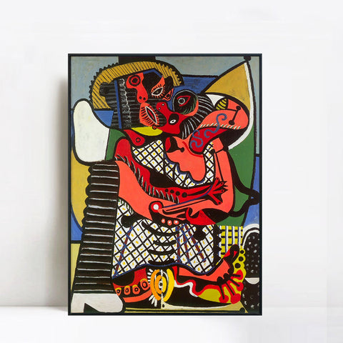INVIN ART Framed Canvas Giclee Print Art Abstract Painting The Kiss by Pablo Picasso Wall Art Living Room Home Office Decorations